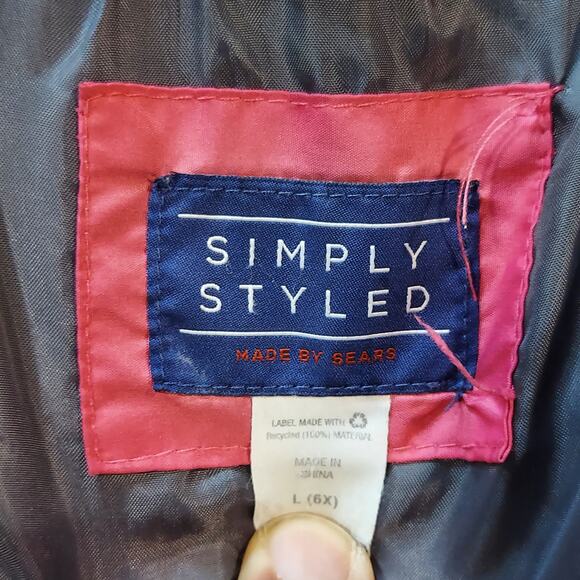 Simply Styled Puffer Coat Girls Large Pink Full Zipper Long Sleeve Hood - Picture 4 of 8